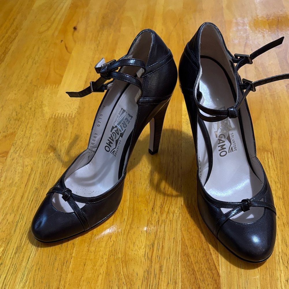 Salvatore Ferragamo Black Bow-Tie Heels